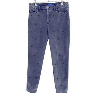 Talbots high-rise jegging jeans ankle embellished beading front charcoal gray 10